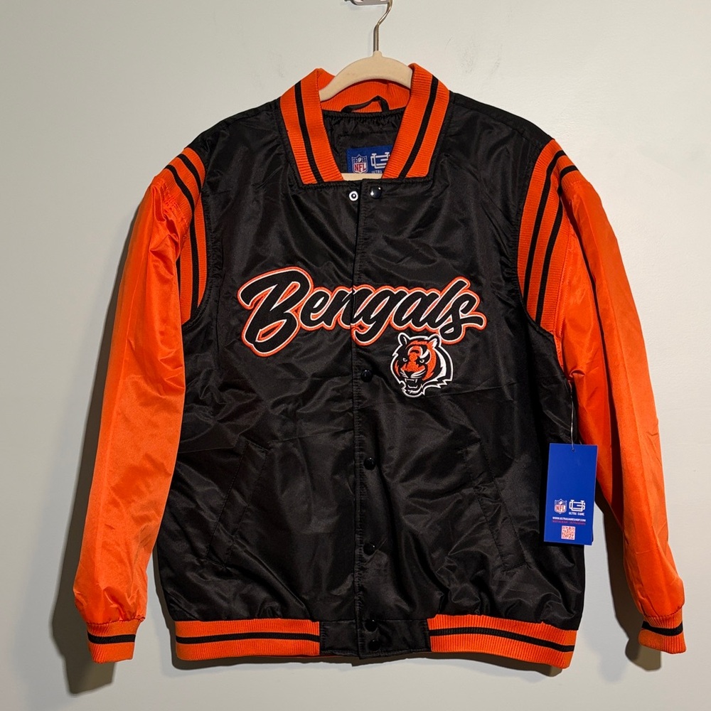 NFL Ultra Game Cincinnati Bengals Men’s Medium Bomber Varsity Sport Jacket
